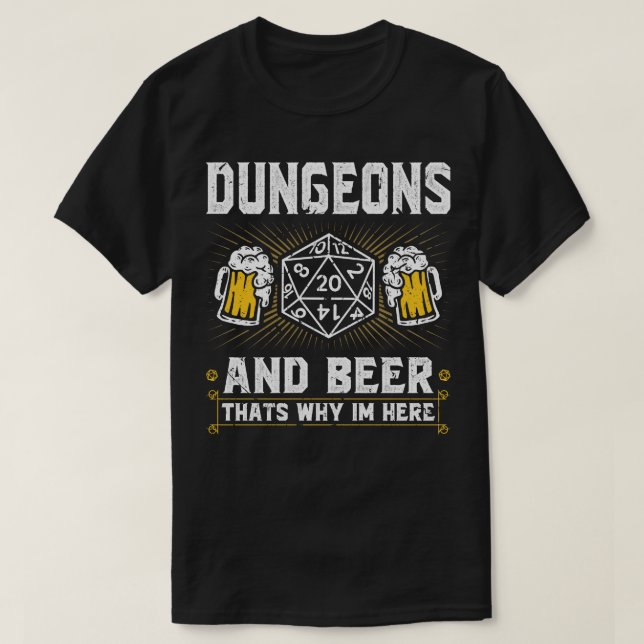 T-shirt Dungeons Beer Drôle RPG Dice Roleplay (Design devant)
