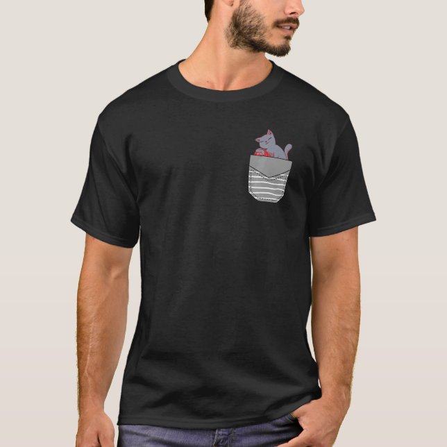 T-shirt Dungeons Dice Cat Jeu de Rôle Dans Poche (Devant)
