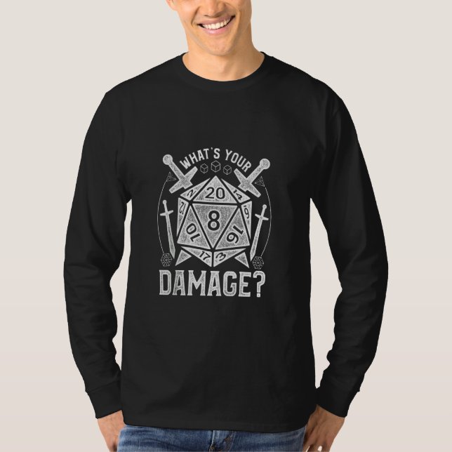 T-shirt Dungeons Dice Rpg Quel est votre dommage (Devant)