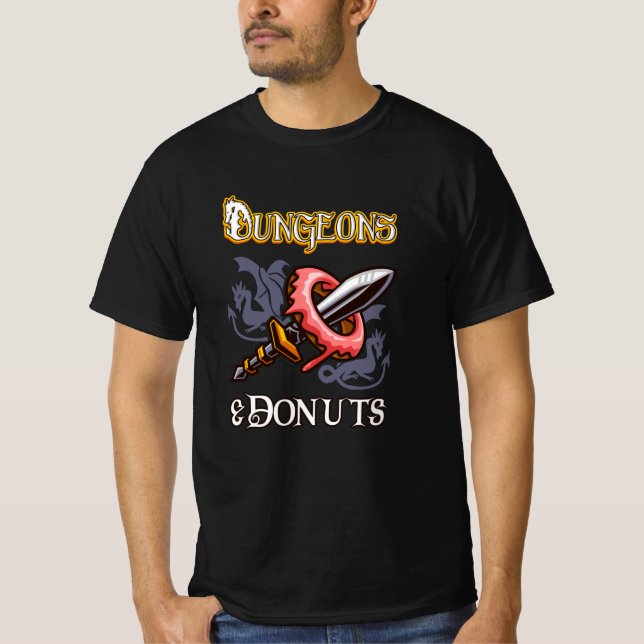 T-shirt Dungeons & Donuts Drôle RPG Imaginaire de jeu de r (Devant)