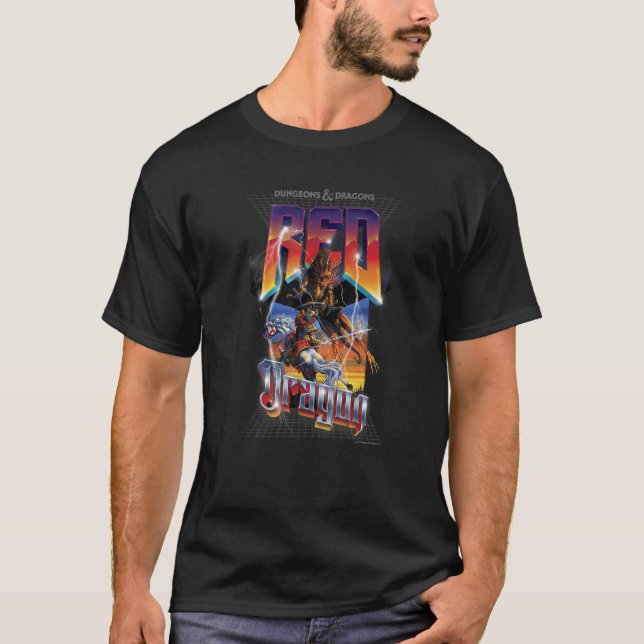 T-shirt Dungeons & Dragons Red Dragon Retro Electric Epic (Devant)