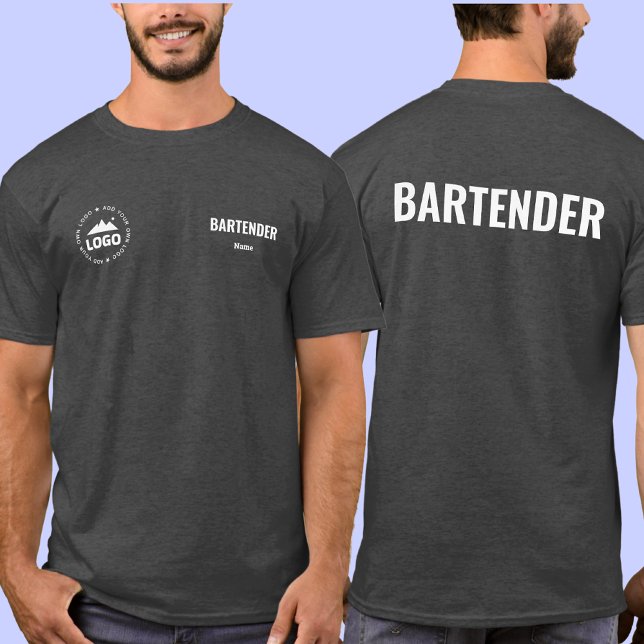 T-Shirt d'uniforme de barman personnalisé avec nom (Créateur téléchargé)