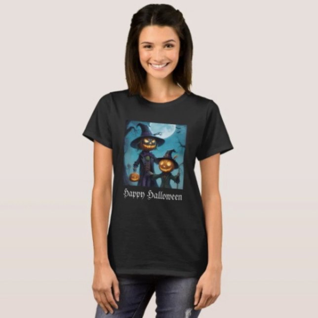 T-shirt Duo Citrouille éffrayant d'Halloween (Comfy tri-blend women’s tee feminine fit, scoop neck, short sleeves, relaxed fit.  
)
