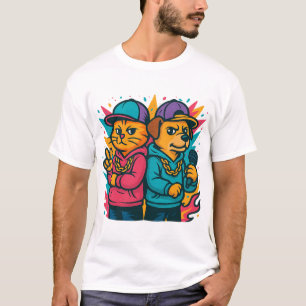 T-shirt Duo de rap cool chat et chien