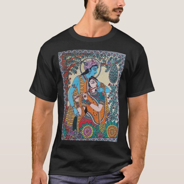 T-shirt Duo Divin : Embrassez l'Esprit de Radha Krishna wi (Devant)
