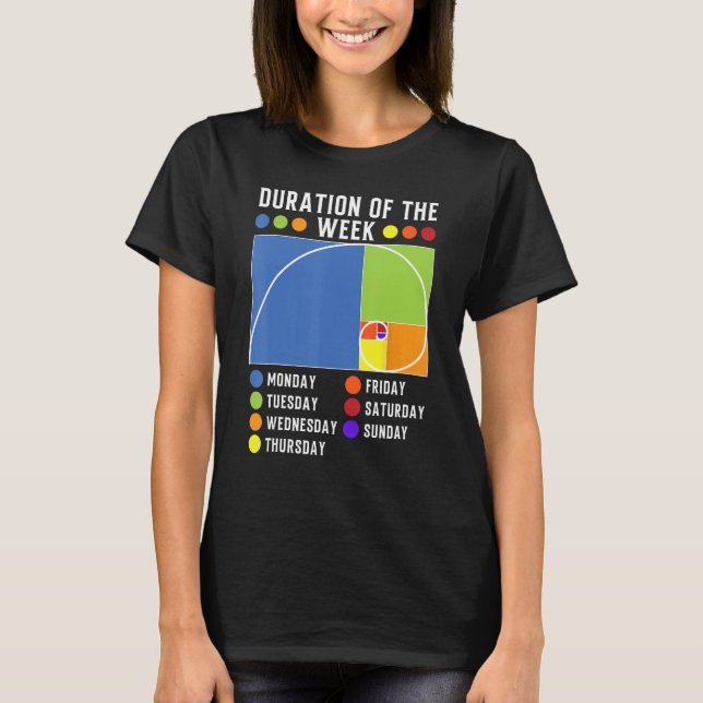 T-shirt Durée de la semaine du nombre d'or de Fibonacci (Devant)