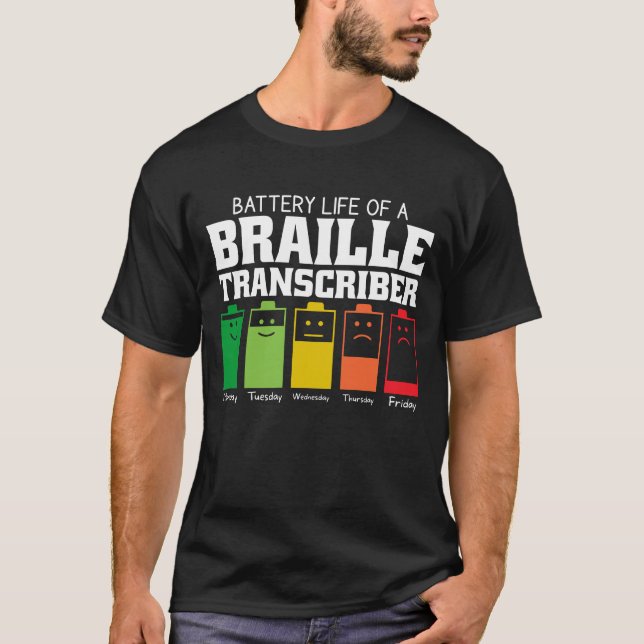 T-shirt Durée De Vie Batterie D'Un Transcripteur En Braill (Devant)