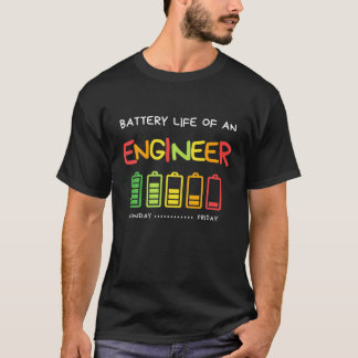 T-shirt Durée De Vie De Batterie Drôle D'Un Ingénieur Appr