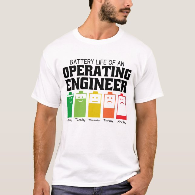 T-shirt Durée De Vie De La Batterie D'Un Ingénieur D'Explo (Devant)
