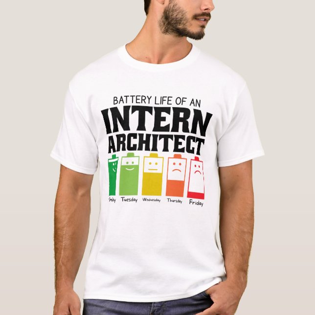 T-shirt Durée De Vie De La Batterie D'Un Interne Architect (Devant)
