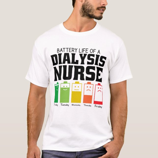 T-shirt Durée De Vie De La Batterie D'Une Infirmière Dialy (Devant)