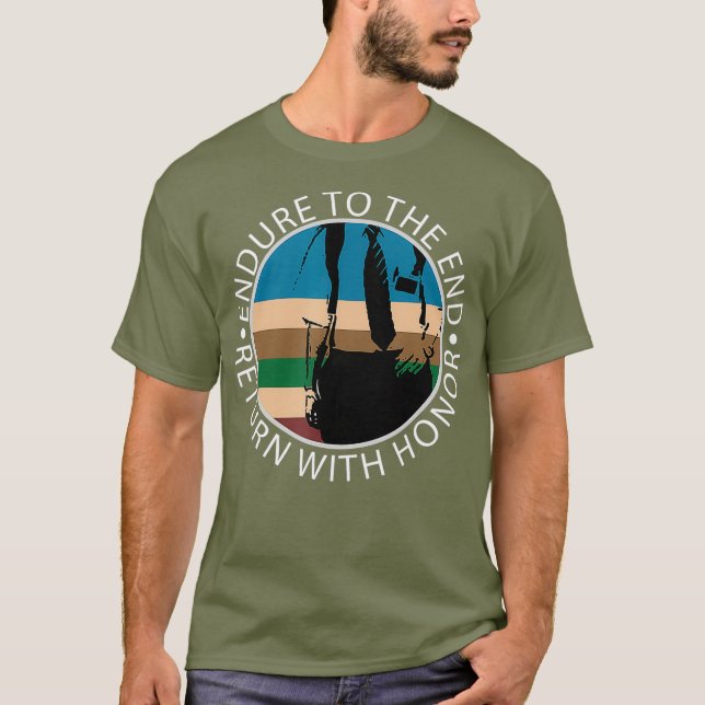 T-shirt Durer et revenir avec Honneur Missionnaire LDS (Devant)