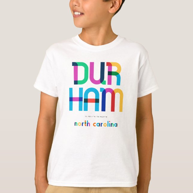 T-shirt Durham North Carolina Mid Century, Pop Art, (Devant)