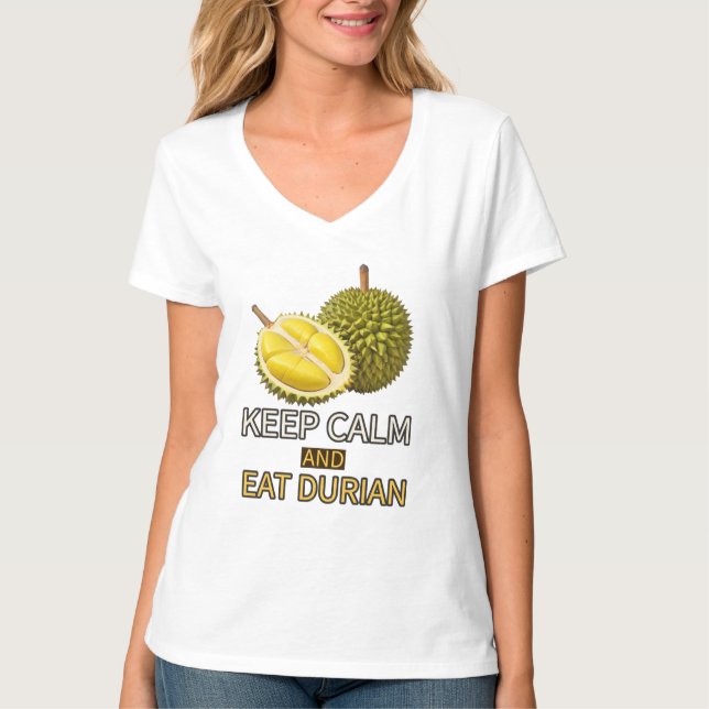 T-shirt Durian : Gardez le calme et mangez du durian (Devant)