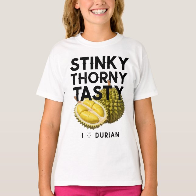 T-shirt Durian : Puant, Thorny, Savoureux (Devant)