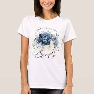 T-shirt Dusty Blue Navy Champagne Ivory Floral Mariage