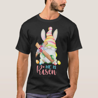 T-shirt Dy mignon Gnome Christian Pâques Jour Il Est Ressu