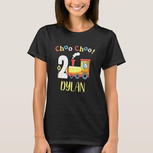 T-shirt Dylan Choo Choo Deux Train 2e Anniversaire à 2 ans (Devant)