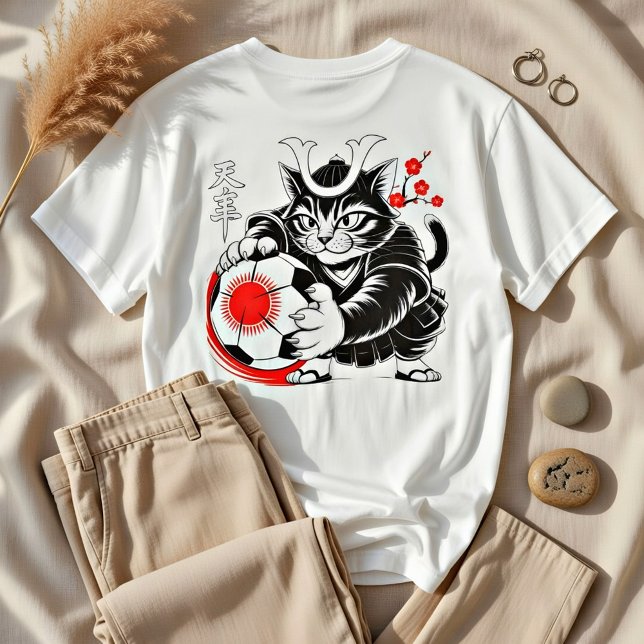 T-shirt Dynamic Japanese Samurai Soccer Cat - Soccer Fans (Créateur téléchargé)