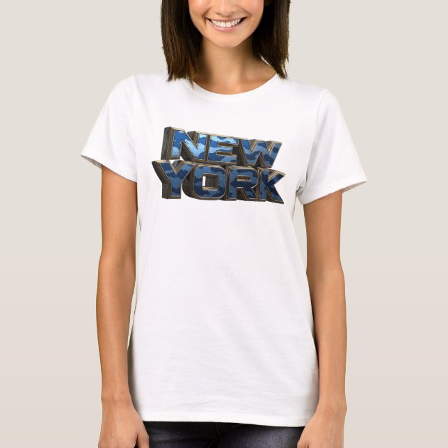 T-shirt Dynamic Navy NEW YORK Texte 3D Art (Devant)