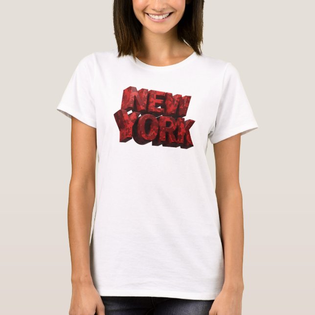 T-shirt Dynamique Rouge NEW YORK Texte 3D Art (Devant)