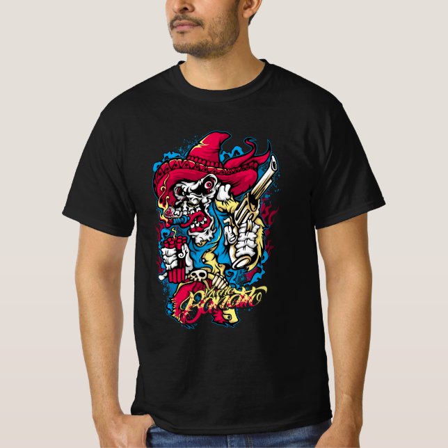 T-shirt Dynamite Skeleton - Halloween épicé Outlaw Design (Devant)