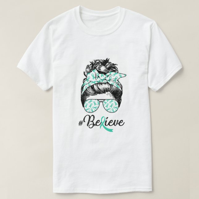 T-shirt Dysautonomia Sensibilisation Messy Bun Guerrier Cr (Design devant)