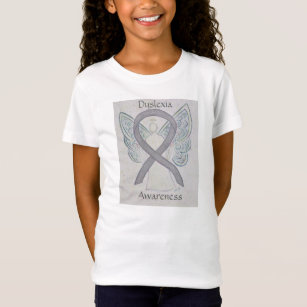 T-Shirt Dyslexia Silver Awareness Ribbon Angel Chemise
