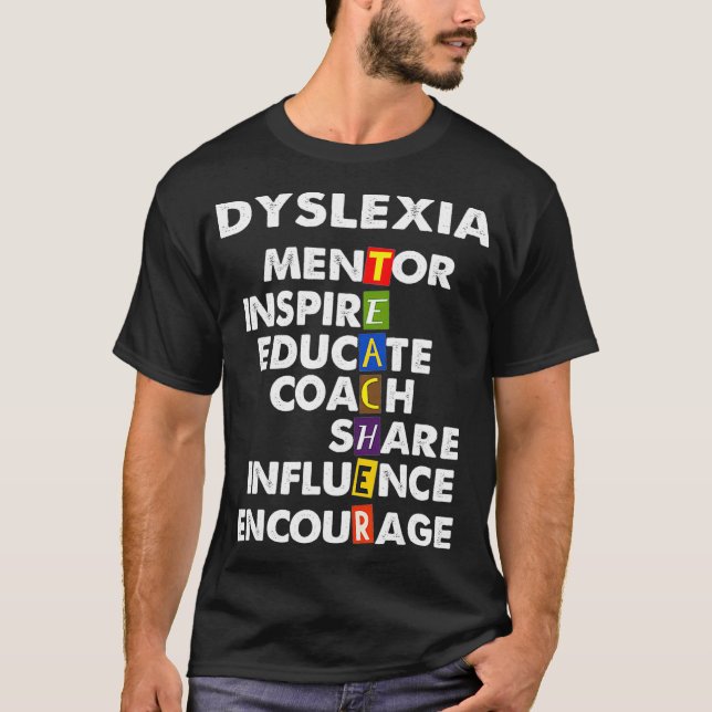 T-shirt Dyslexie Professeur Thérapeute Fier Éduquer Dyslex (Devant)