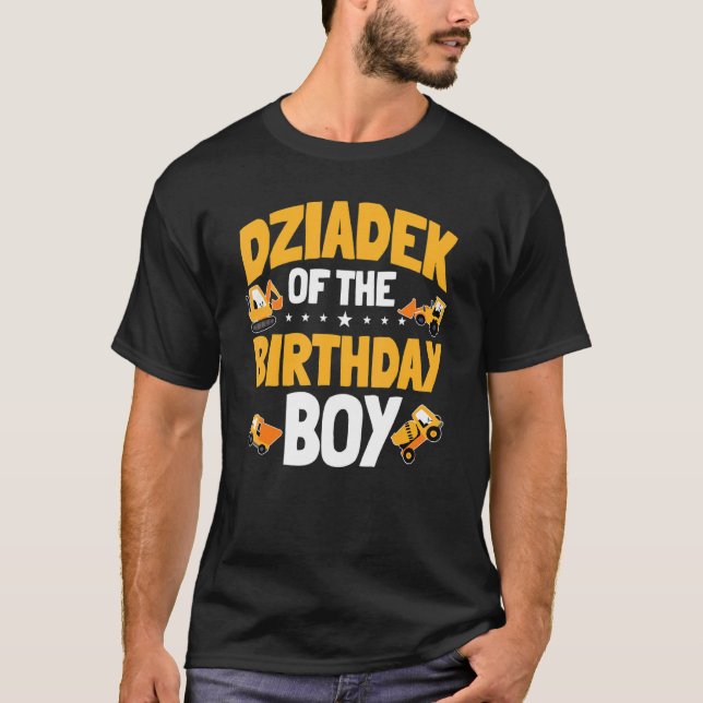T-shirt Dziadek De L'Anniversaire Boy Construction Boy Wor (Devant)
