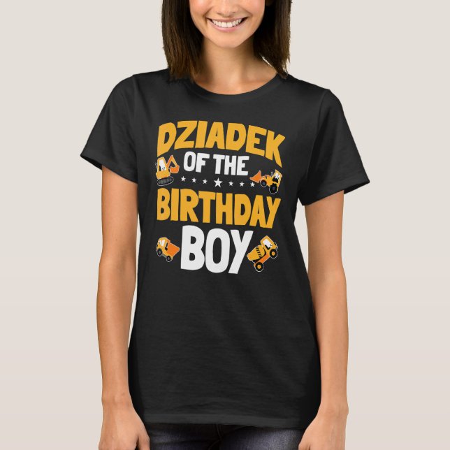 T-shirt Dziadek De L'Anniversaire Boy Construction Boy Wor (Devant)
