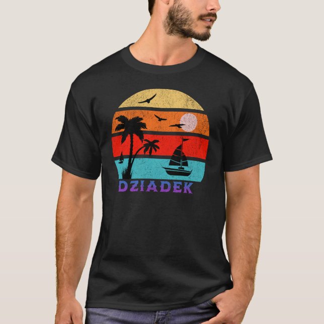 T-shirt Dziadek Retro Sunset Ocean Grand-père (Devant)