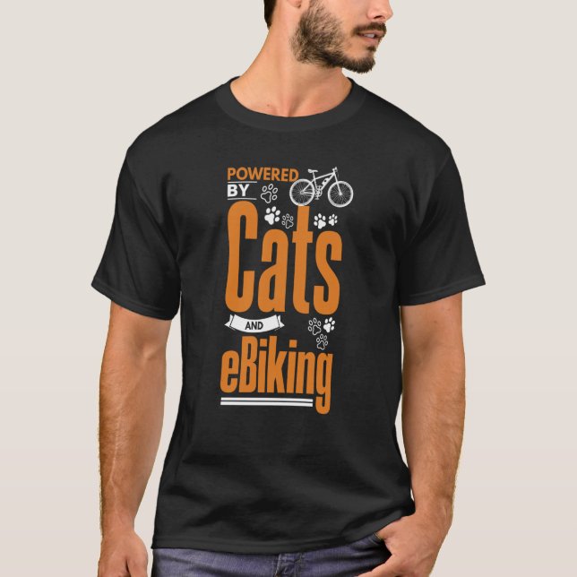 T-shirt E Biker Shirt Cat EBike Electric Bike E Biking (Devant)