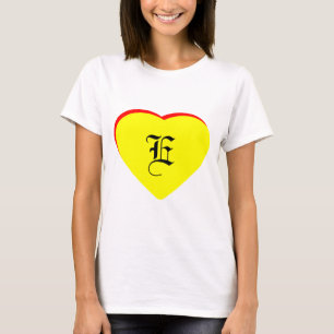 T-shirt "E" Coeur Jaune Rouge Faire-part de mariage Le MUS