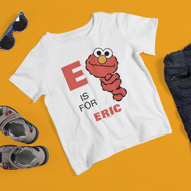 T-shirt E est pour Elmo | Ajouter Votre Nom (Créateur téléchargé)