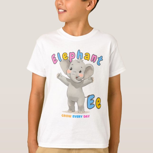 T-shirt "E is for Elephant" Alphabet Tee - Gagne chaque jo (Devant)
