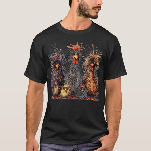 T-shirt Eagerlys Coloré Funny Chicken Art (Devant)
