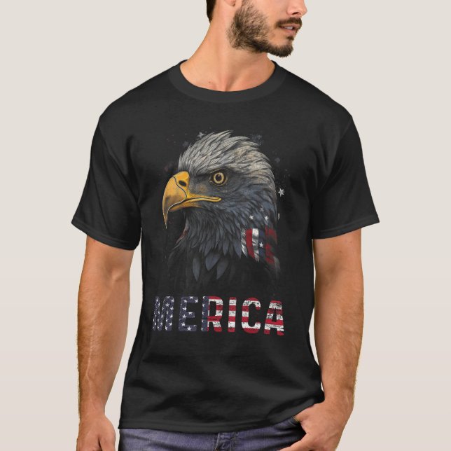 T-shirt Eagle American Flag USA Flag Mullet Eagle 4th of J (Devant)