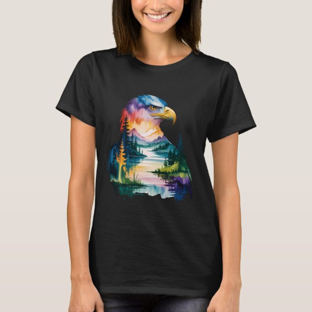 T-shirt Eagle Animal Lover Artwork Wildlife Forest Graphic (Devant)