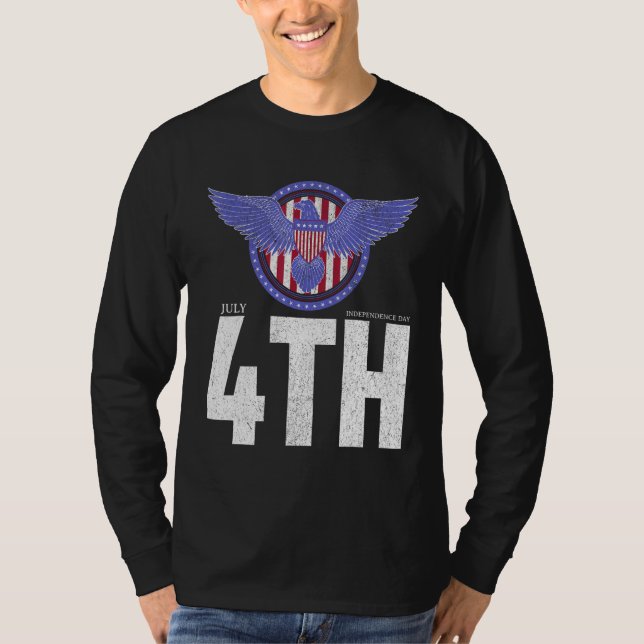 T-shirt Eagle Badge Independence Day with American Happy 4 (Devant)