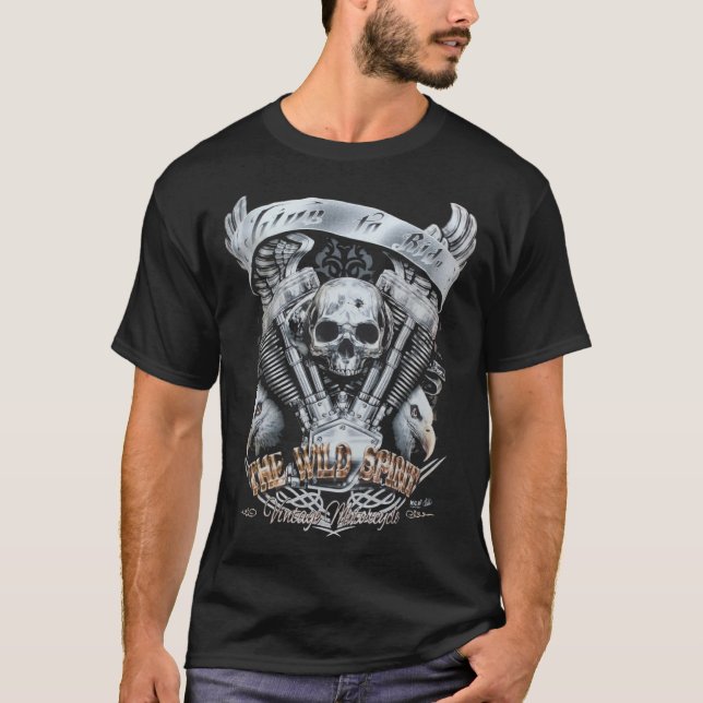 T-shirt Eagle Biker Autochtone Amérindien Motorbike Motor (Devant)