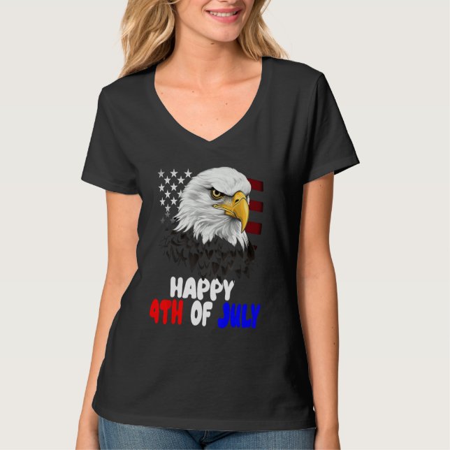 T-shirt Eagle Bird 4th of July American Flag Veterans Memo (Devant)
