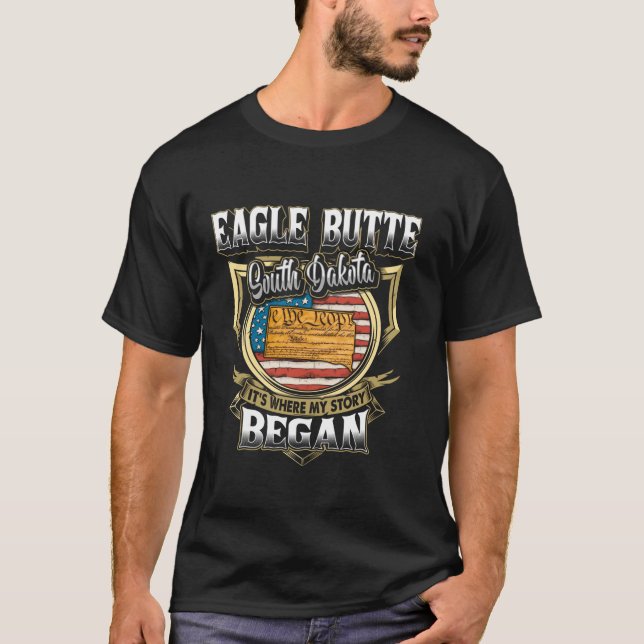 T-shirt Eagle Butte Dakota du Sud États-Unis Drapeau 4 jui (Devant)
