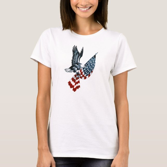 T-shirt Eagle chauve avec le drapeau américain (Devant)