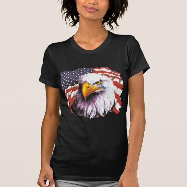 T-shirt Eagle chauve avec une larme - drapeau des (Devant)