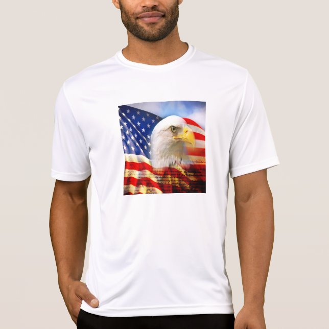 T-shirt Eagle chauve et la chemise de Sport-Tek de drapeau (Devant)