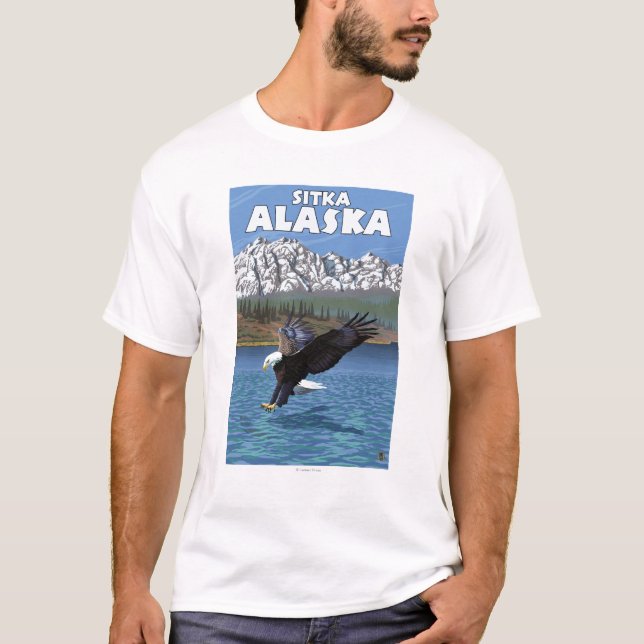T-shirt Eagle chauve plongeant - Sitka, Alaska (Devant)