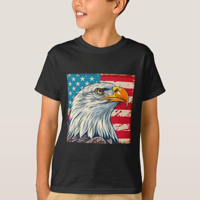 T-shirt Eagle Head Usa Drapeau Us (Devant)