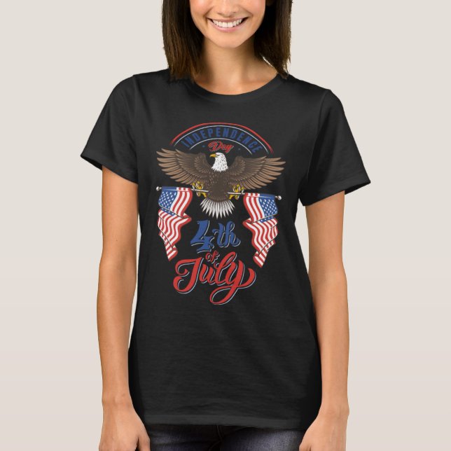 T-shirt Eagle Mulle  4th of July American Flag USA (Devant)