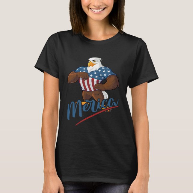 T-shirt Eagle Mullet 4th Of July USA American Flag Merica (Devant)